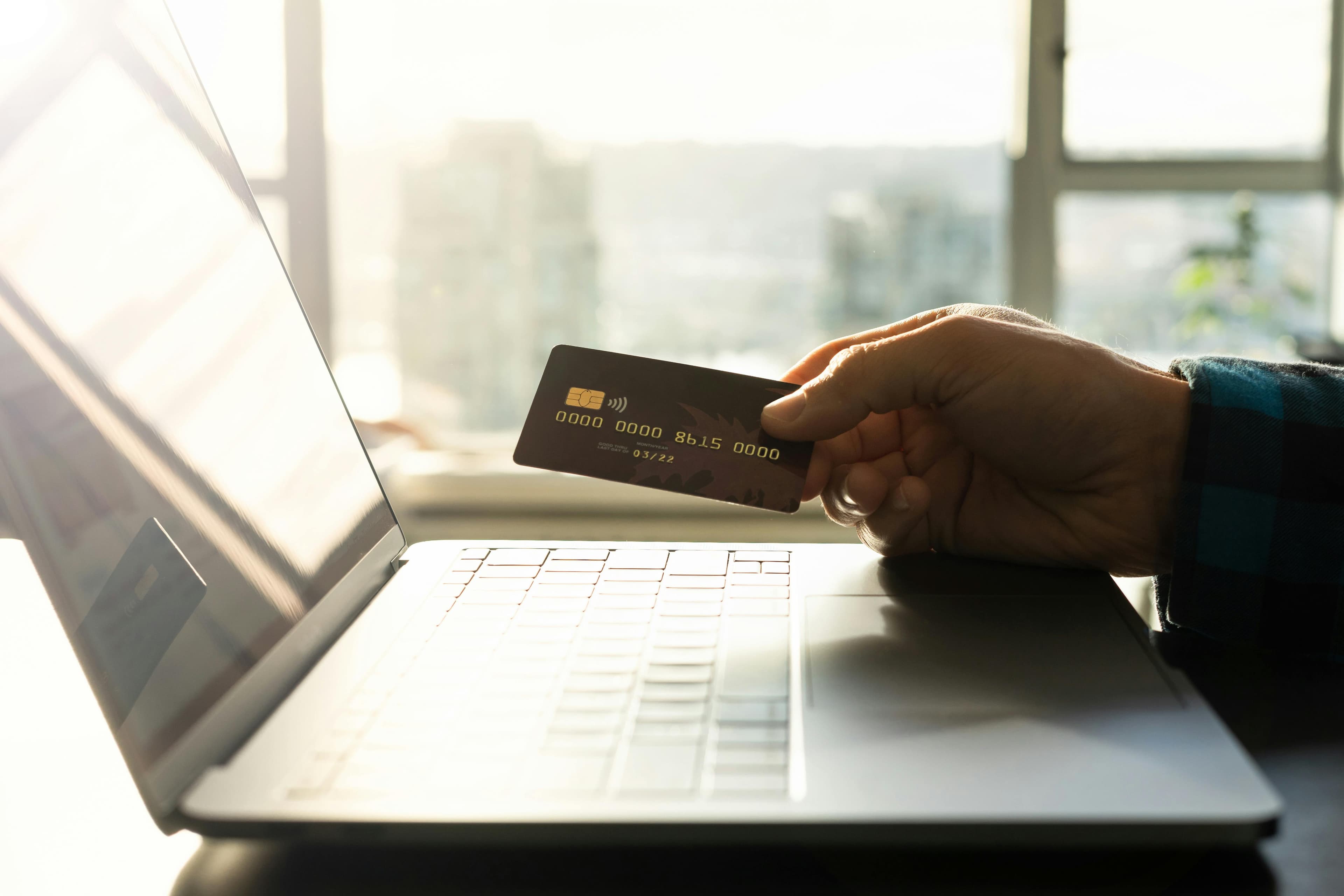 Person shopping online with a credit card